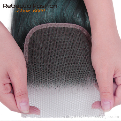 Rebecca Fashion new colorful straight weave 8 to 28inches virgin straight hair bundles with closure wholesale 100 human hair